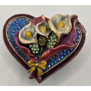 Enameled Calla Lilly Trinket Dish with Faux Gems